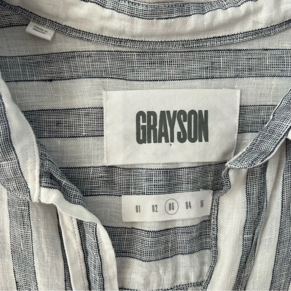 Grayson‎ by Frank & Eileen The Hero 100% Linen Button Up Blue Striped Shirt SZ M - Picture 9 of 13